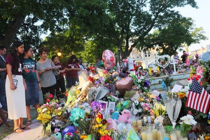 A memorial for the victims of the Robb Elementary School mass shooting