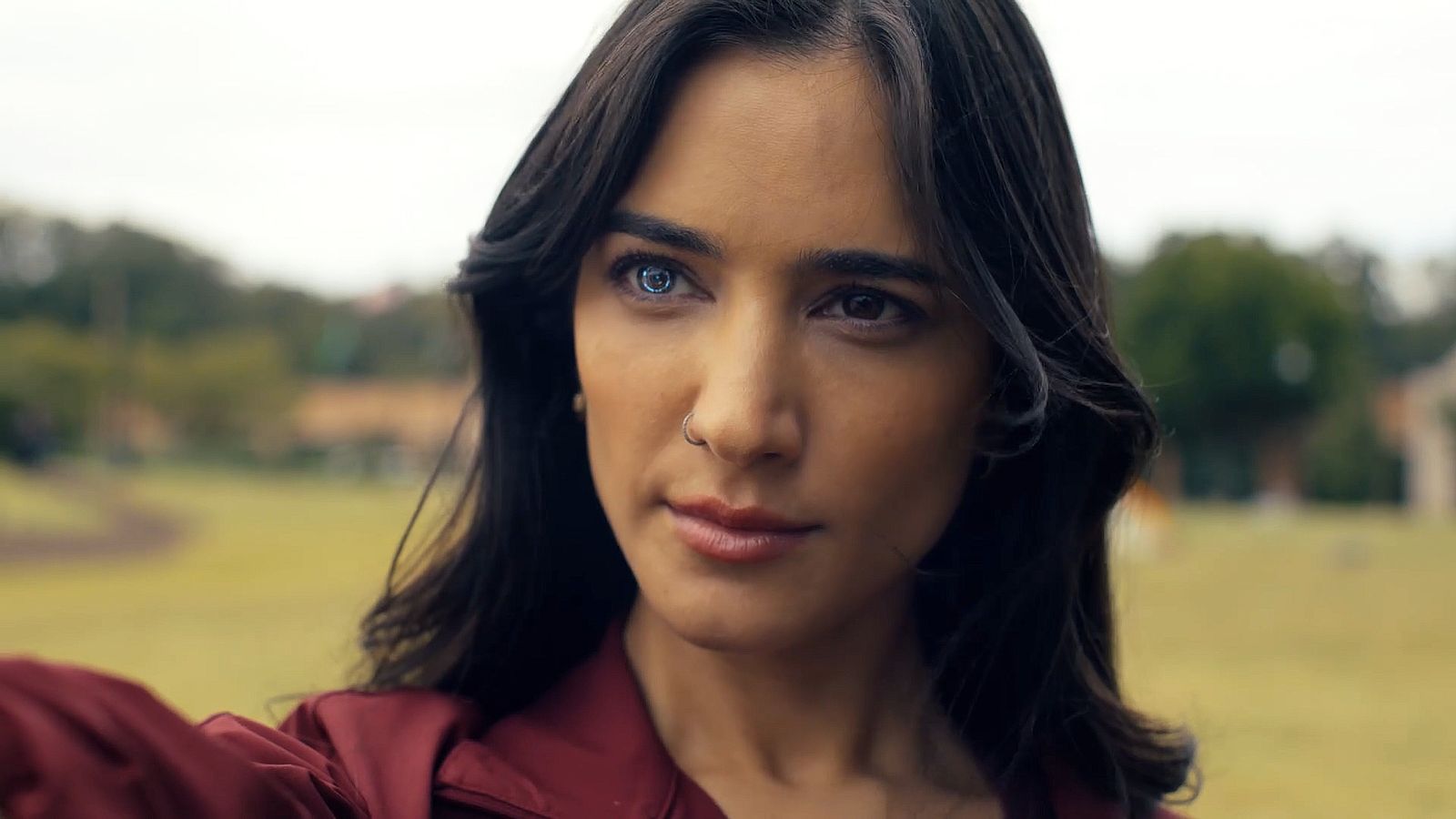 Sasha Bordeaux with her robotic right eye activated in Peacemaker season 2 episode 5