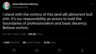 Josey Montana McCoy tweets about Elliot Gindi