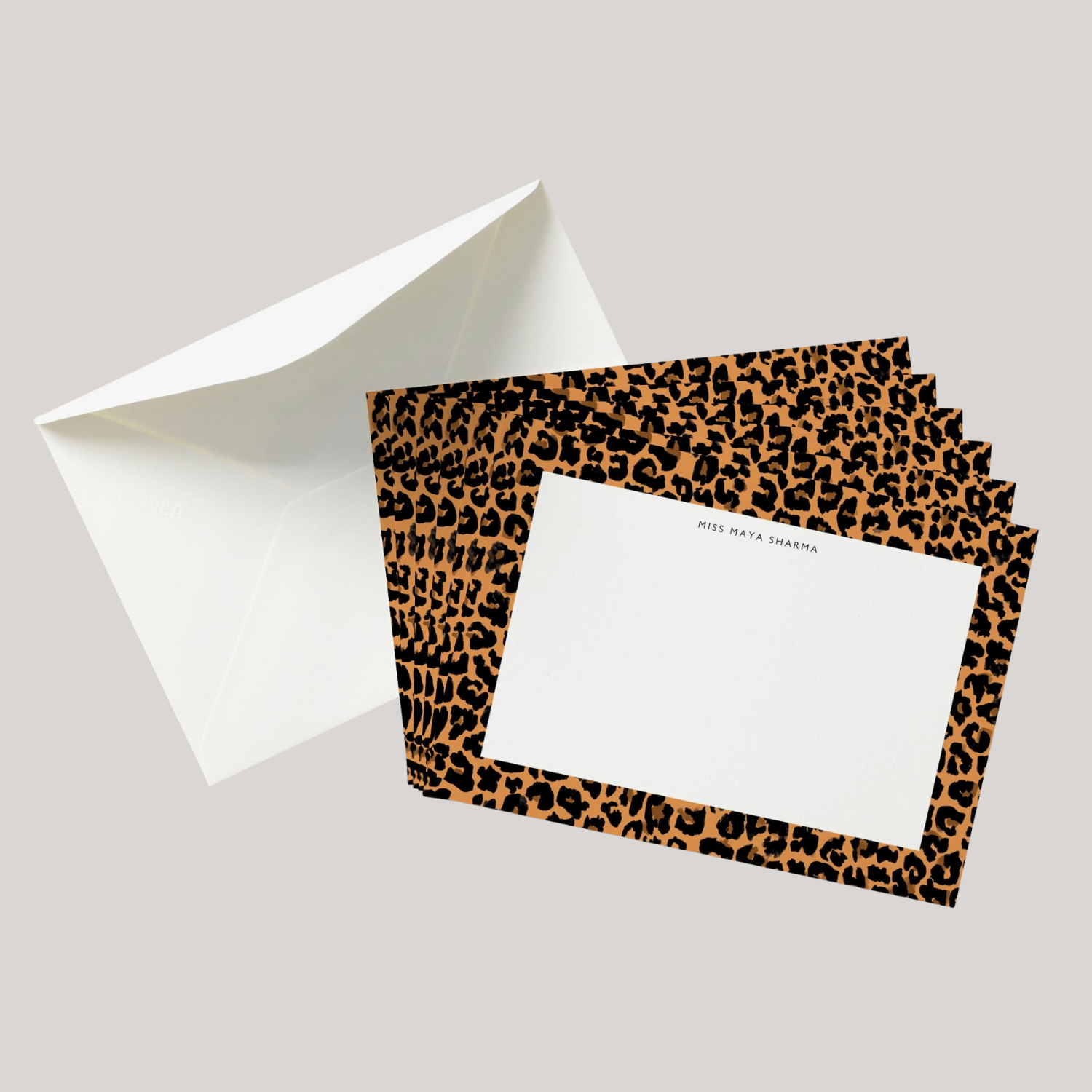 A set of leopard print cards