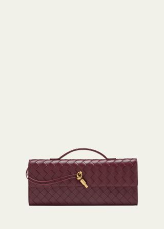 Bottega Veneta, Long Andiamo Clutch Bag With Handle in Barolo