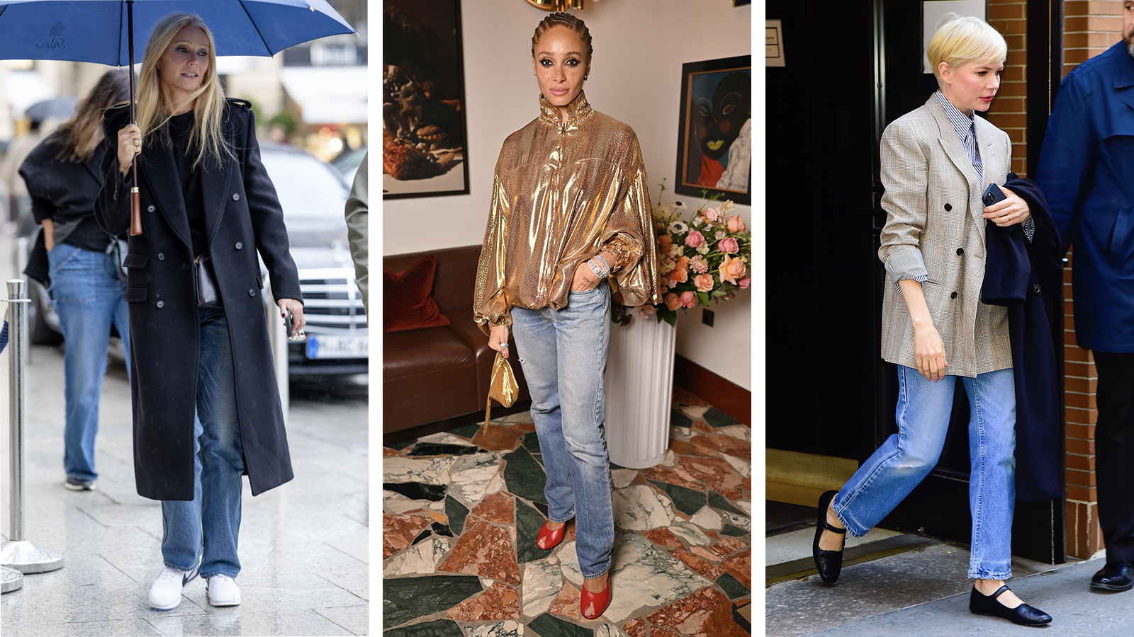 Gwyneth Paltrow, Adwoa Aboah, Michelle Williams wearing denim trends 2026