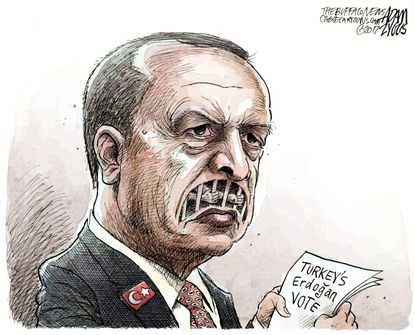 Political Cartoon World Turkey Erdogan Vote Referendum