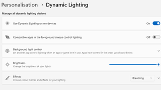Windows Dynamic Lighting menu screenshot