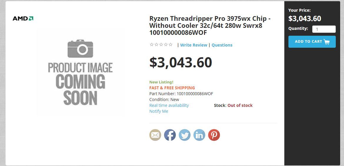 AMD Threadripper Pro Retail Pricing