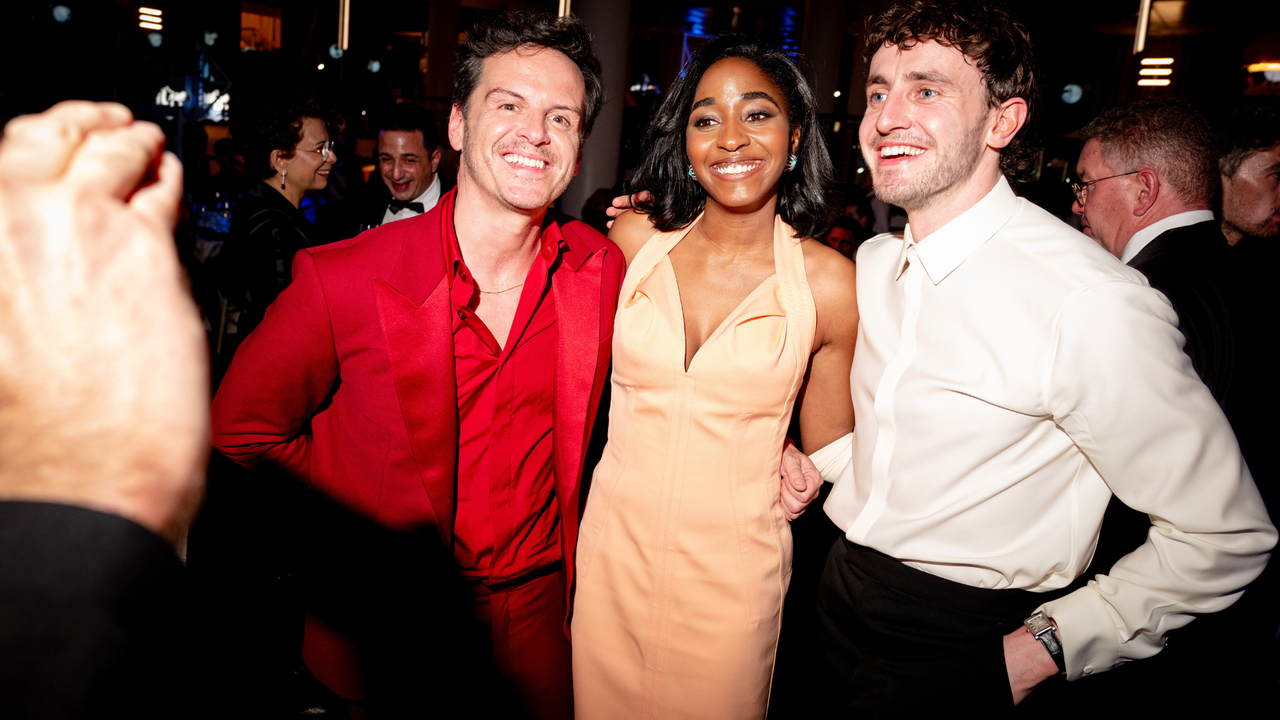 Andrew Scott, Ayo Edebiri and Paul Mescal during the EE BAFTA Film Awards 2024 Dinner at The Royal Festival Hall on February 18, 2024 in London, England. 