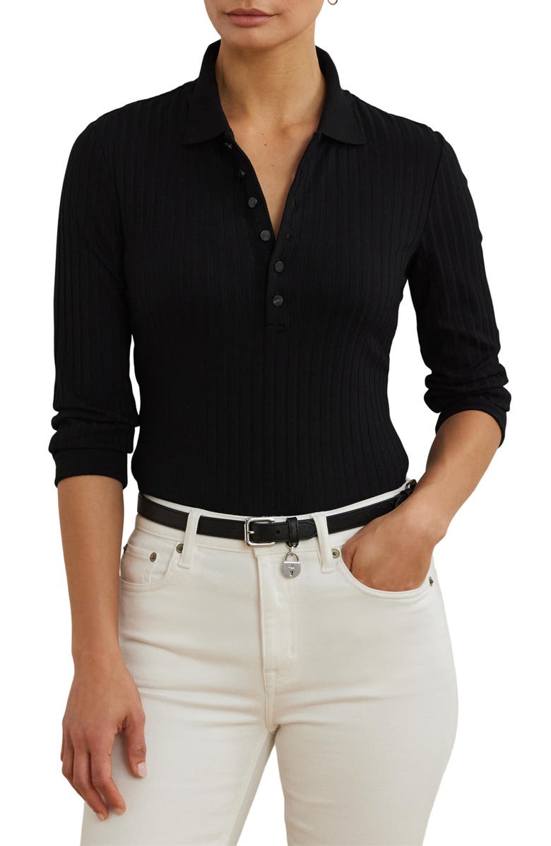 Three Quarter Sleeve Rib Polo