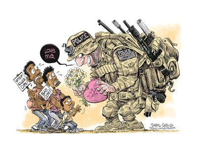 Editorial cartoon U.S. Ferguson police race