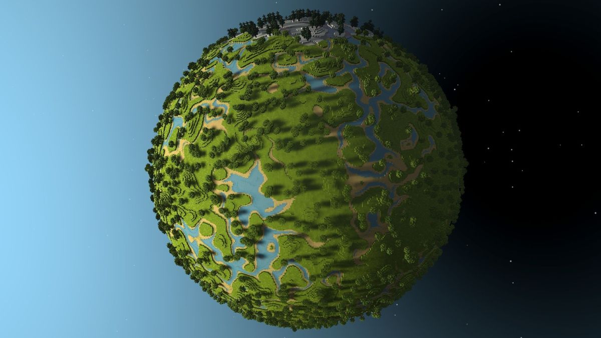 Planetary Minecraft-inspired demo uses a spherical planet — game has the same blocky mechanics, but converts flat earth surface into a sphere