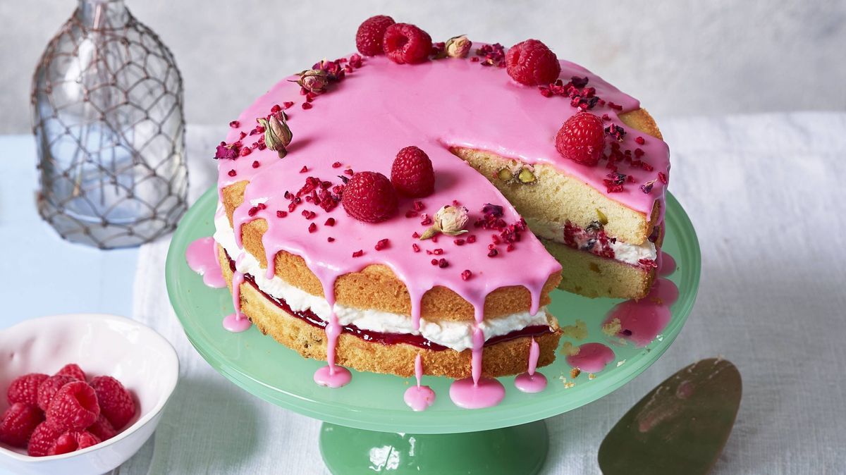 Persian Victoria sponge cake with raspberries and rose recipe