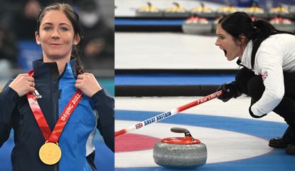 Muirhead with her gold medal and curling