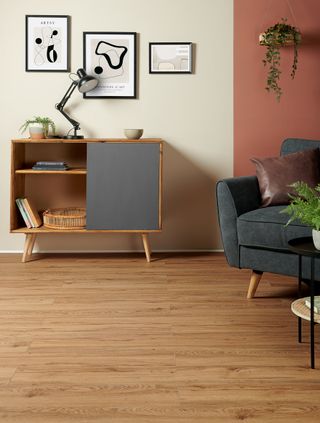 living room with wood effect lvt flooring