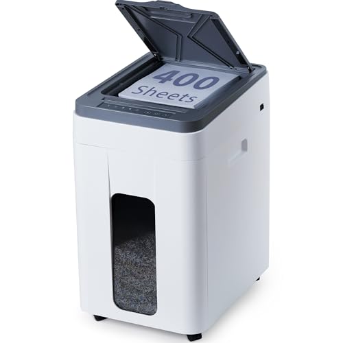 Trishintage Paper Shredder Heavy Duty Home Use: 400-Sheet Auto Feed P5 Micro-Cut Document Credit Card Shredding With Jam-Proof Design for Office Business School