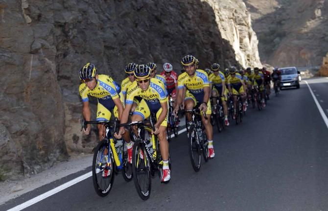 Alberto Contador and Roman Kreuziger set the tempo on a climb.