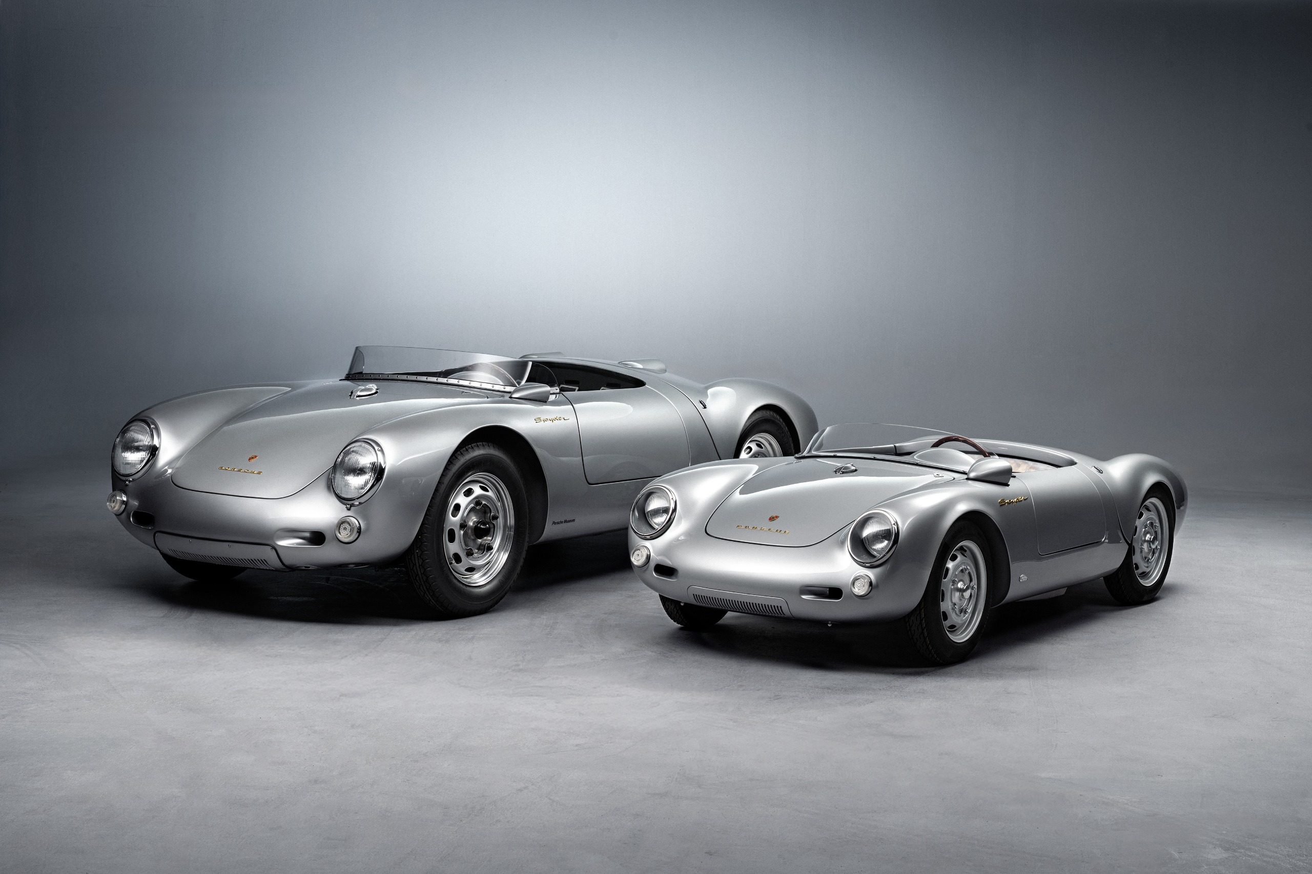 Old and new: the Hedley Studios Porsche 550 J alongside the original