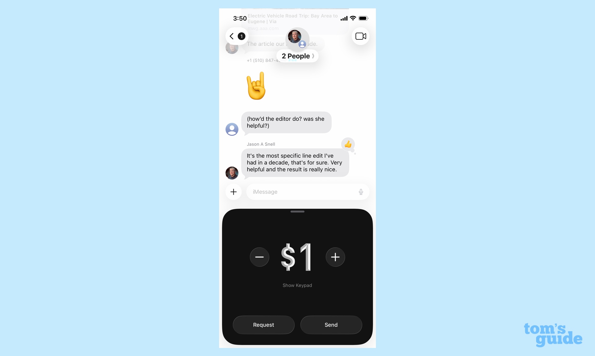 sending cash in group chats in iOS 26 messages