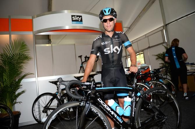 Home favourite Richie Porte gets ready for training