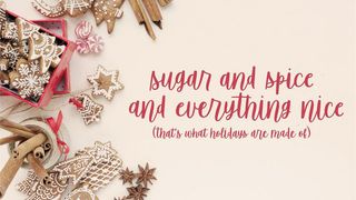 Free script fonts: sample of Sugar & Spice with festive background of Christmas decorations