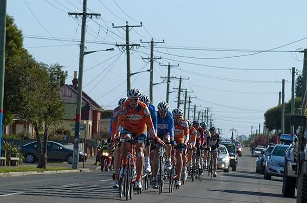 The field head down the main street of Cressy.