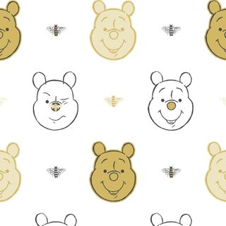 pooh wallpaper with white and golden colour
