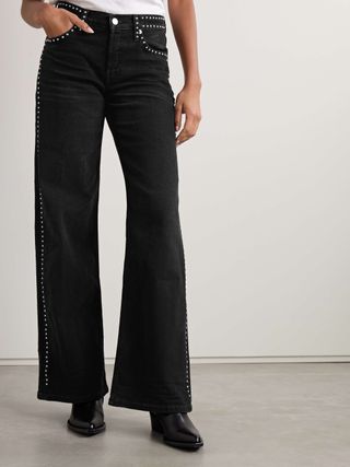 Studded High-Rise Flared Jeans