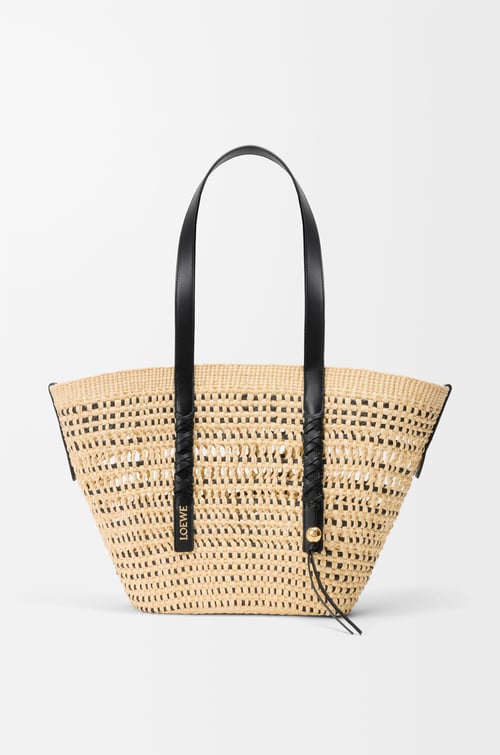 Medium Braid Basket in Iraca Palm and Calfskin