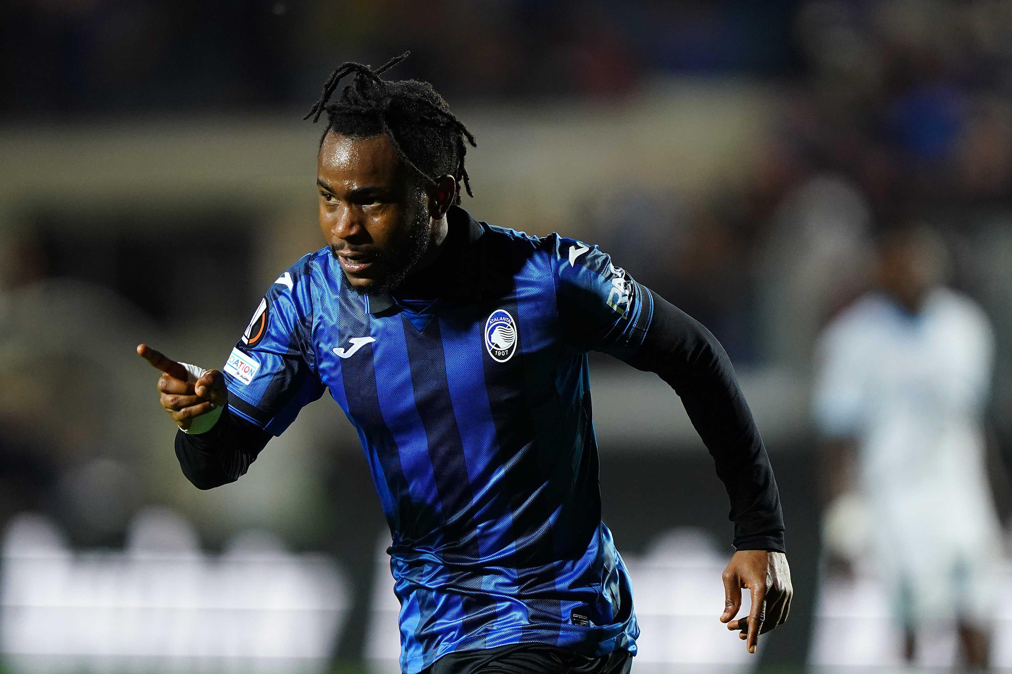Arsenal target Ademola Lookman of Atalanta celebrates after scoring during the Europa League match against Marseille in Bergamo, Italy on 9 May, 2025.