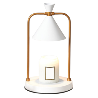 White and brass candle warmer lamp