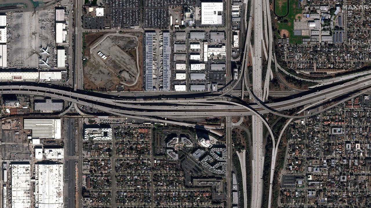 Interstate 405's interchange with I-105 in Los Angeles on Nov. 29, 2019.