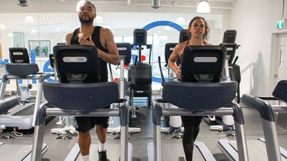 Jasmine Parent, 30 and Jeremy Crawley, 27, on the treadmill