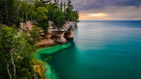 a rocky shore on the Great Lakes