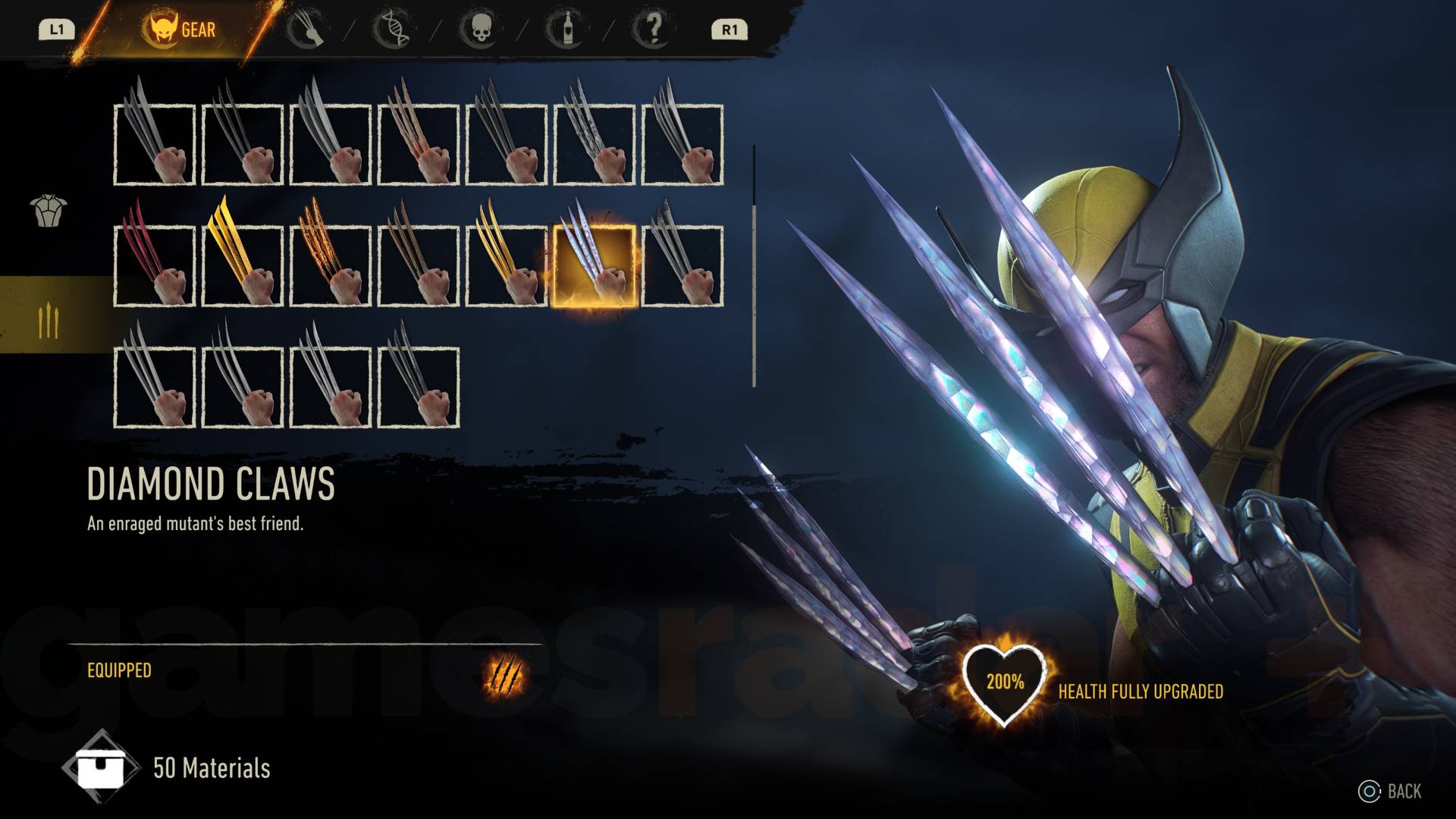 Marvel's Wolverine diamond claws suit