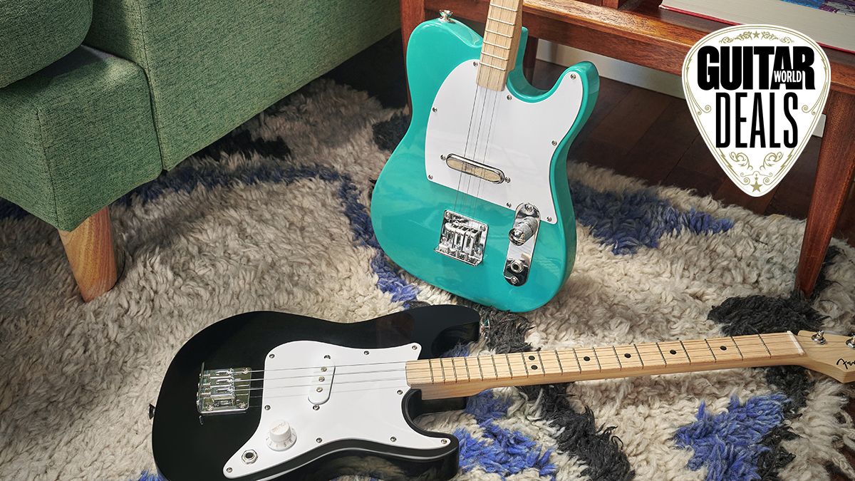 Fender x Loog Tele and Strat on a carpet