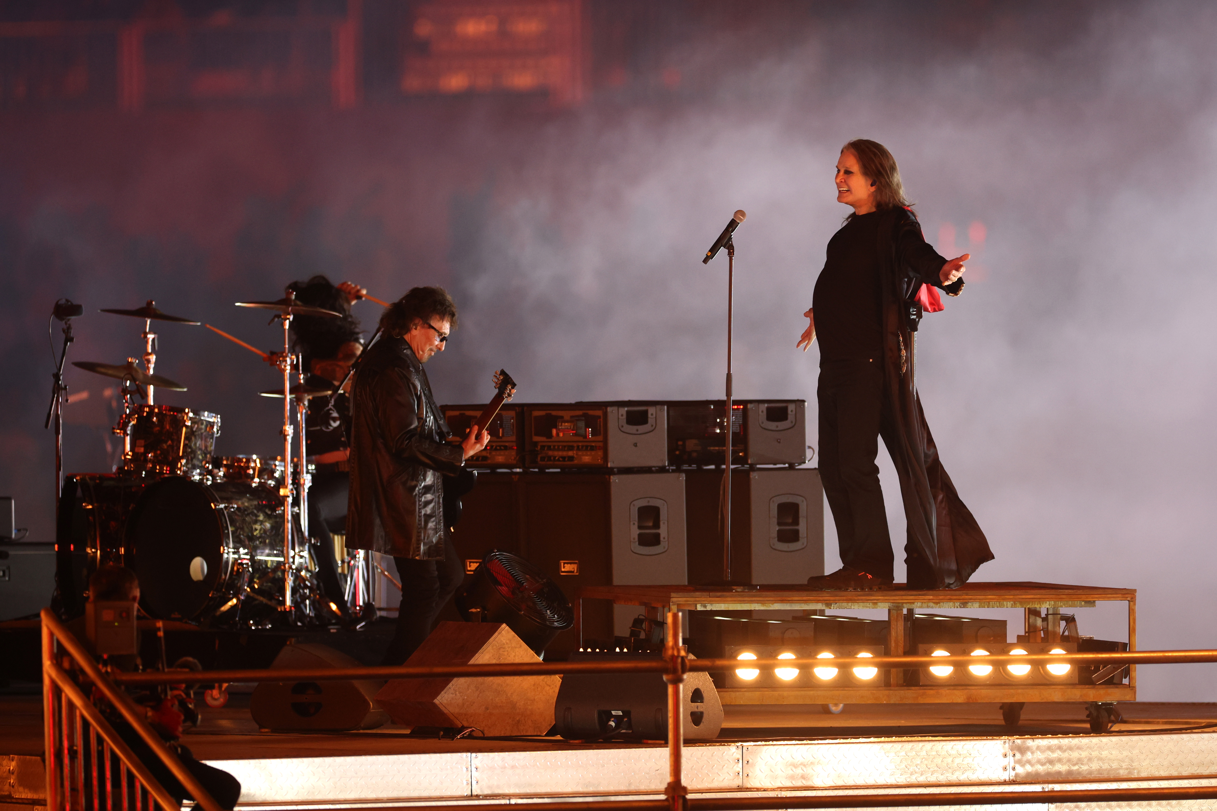 Ozzy Osbourne and Tony Iommi on stage at the Commonwealth Games