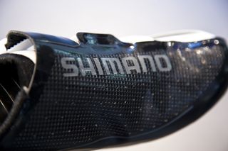 The inner side of Shimano's new top level road shoe has football boot similarities.
