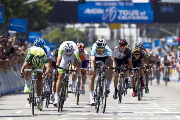 Peter Sagan (Liquigas-Cannondale) sprints to a final stage win in Los Angeles during the Tour of California