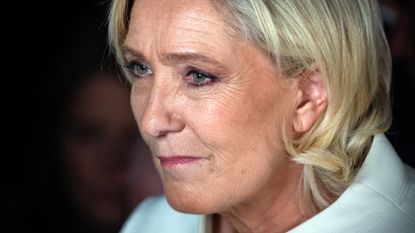 Close-up of Marine Le Pen's face