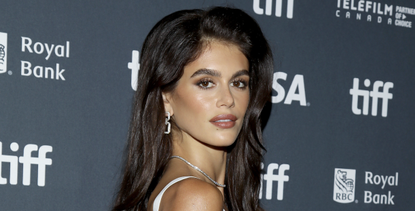 Kaia Gerber attends the premiere of &quot;Shell&quot; during the 2024 Toronto International Film Festival at Princess of Wales Theatre on September 12, 2024 in Toronto, Ontario wearing a white bandage dress from her mom cindy crawford 