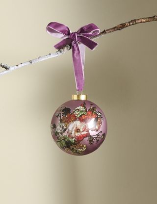 Pink Glass Floral Bauble