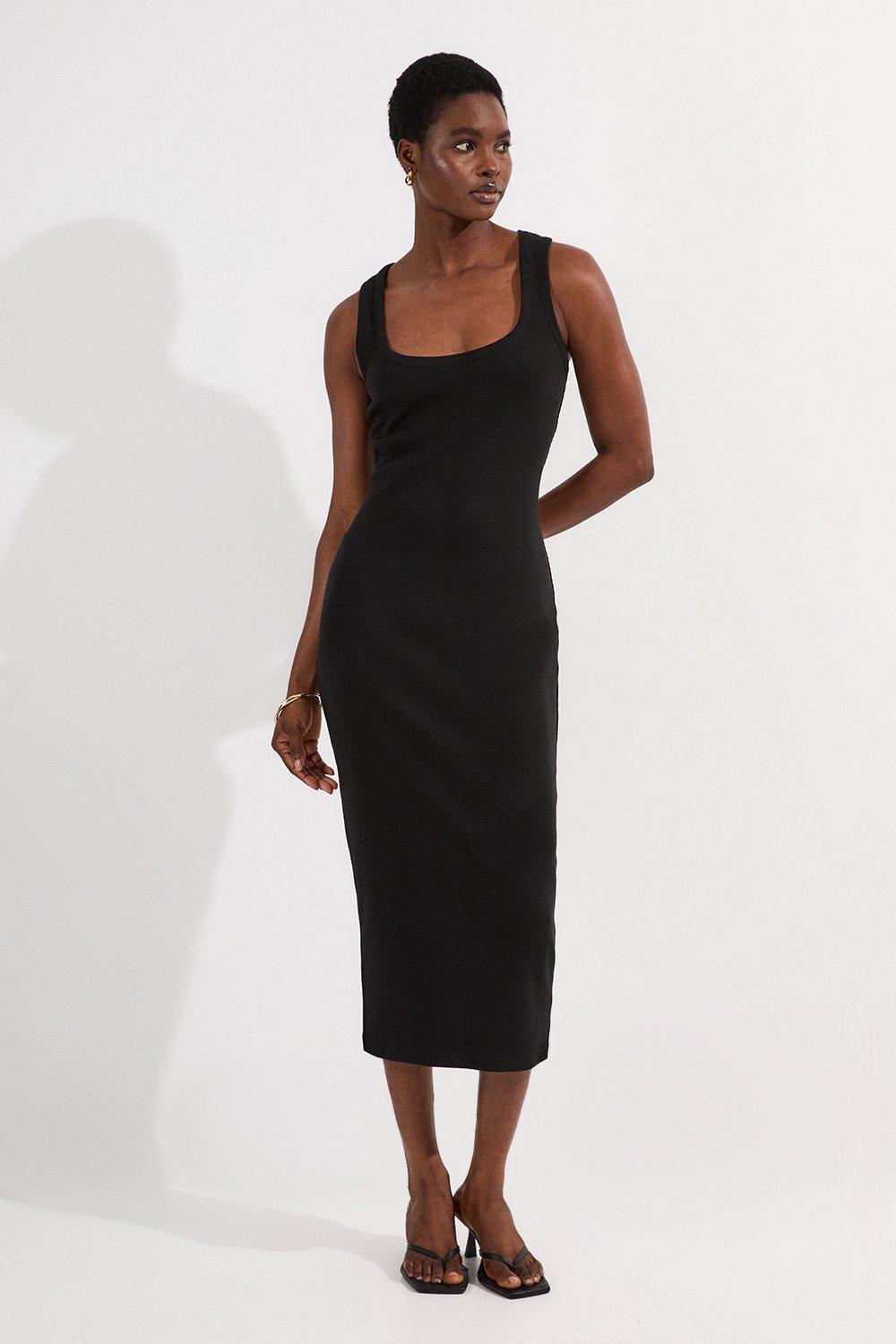 Compact Jersey Rib Racer Maxi Dress