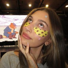 Hailey Bieber wearing Rhode spot patches