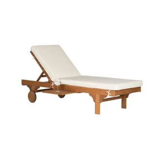 Safavieh Outdoor Living Newport Brown Cart Wheel Adjustable Chaise