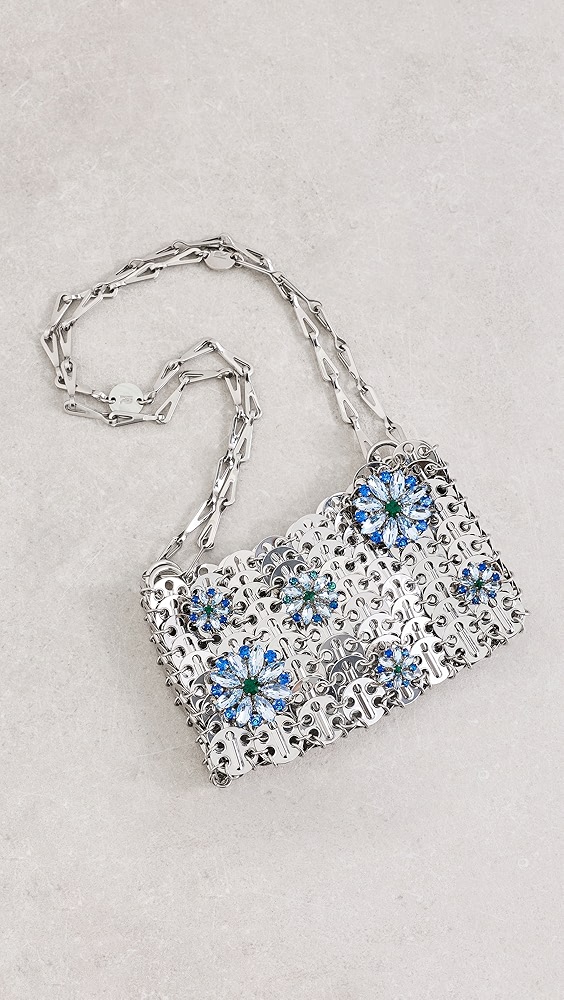 1969 Nano Bag With Strass Flower Details - Silver Blue