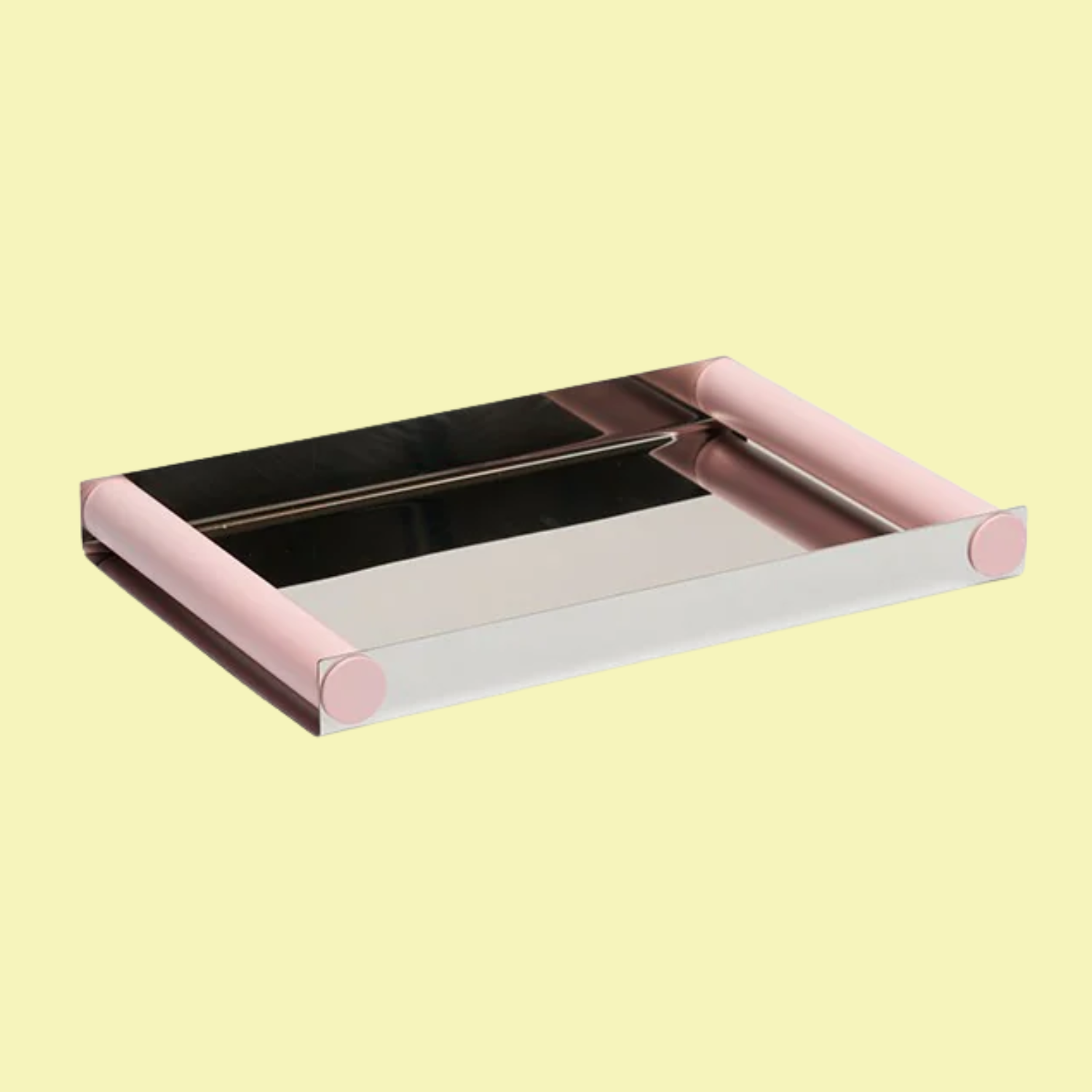 A pink and chrome tray