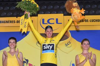 Chris Froome enjoys his first yellow jersey of the 2016 Tour