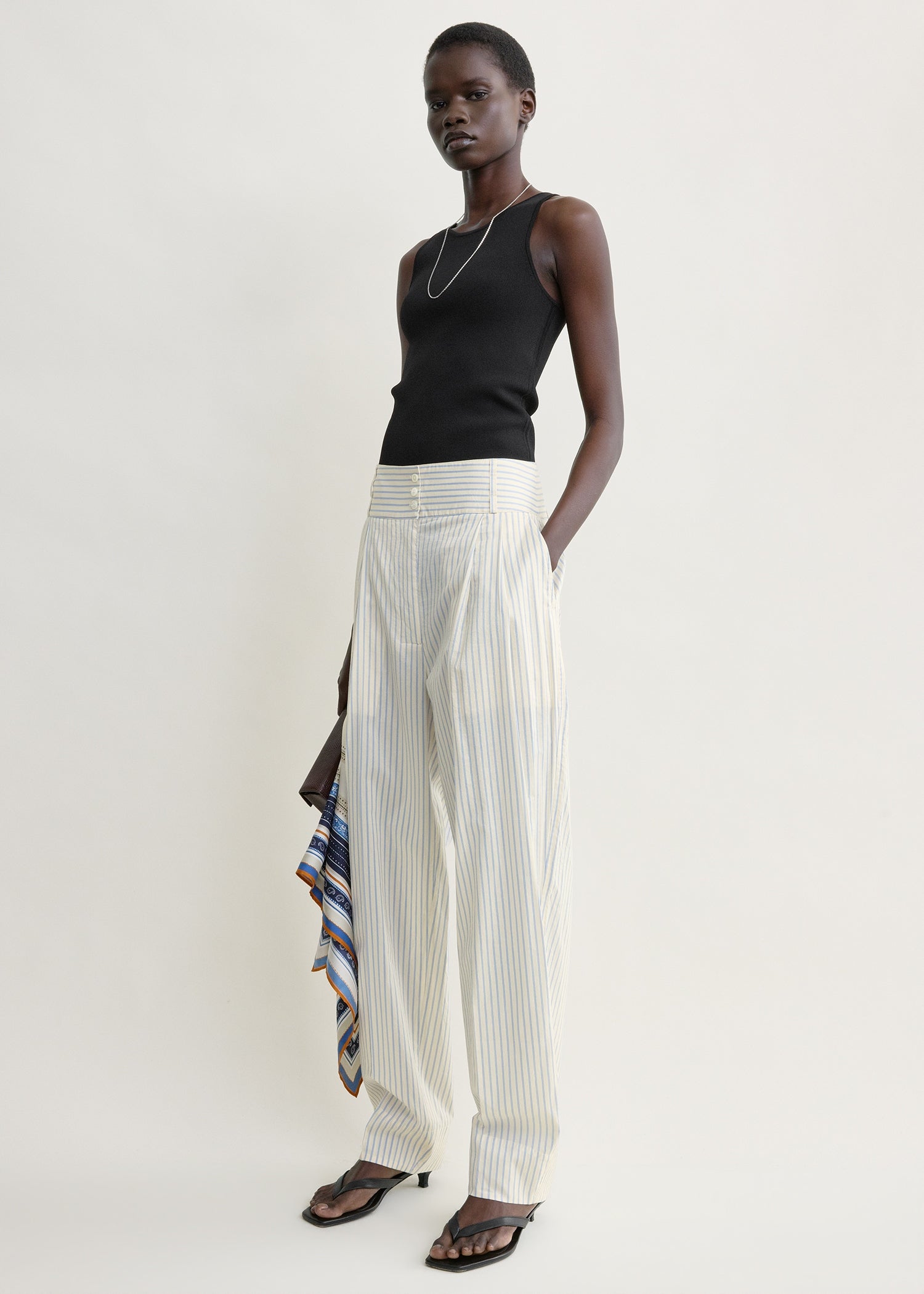 Stripe Balloon Trousers White/cobalt - 30