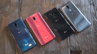 The LG G7 comes in a bunch of colors: Raspberry Rose, New Moroccan Blue, New Aurora Black, and New Platinum Gray. 