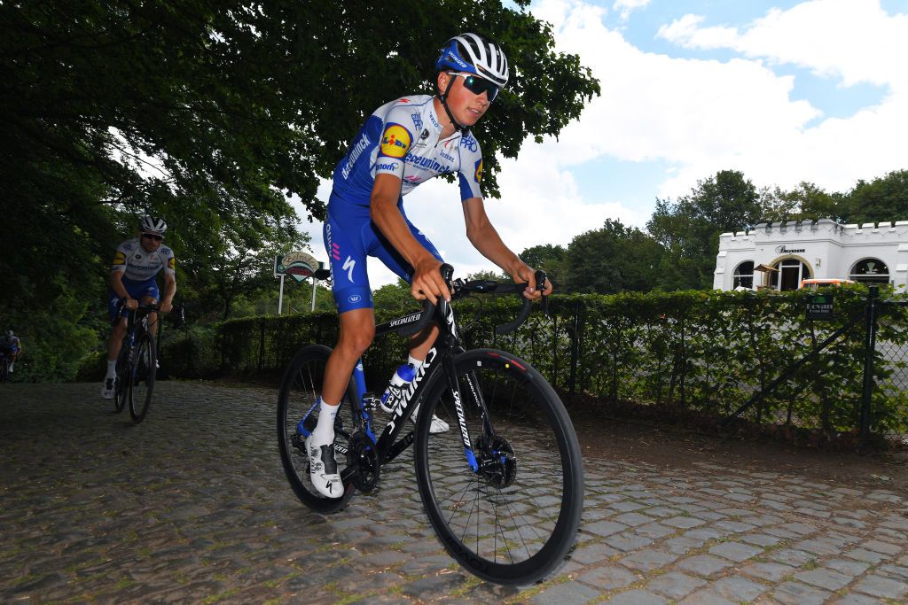 Wevelgem, BELGIUM - JUNE 16: Team Deceuninck Quick-Step during training following the Gent -