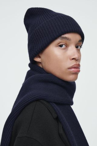 Ribbed Wool and Cashmere Beanie