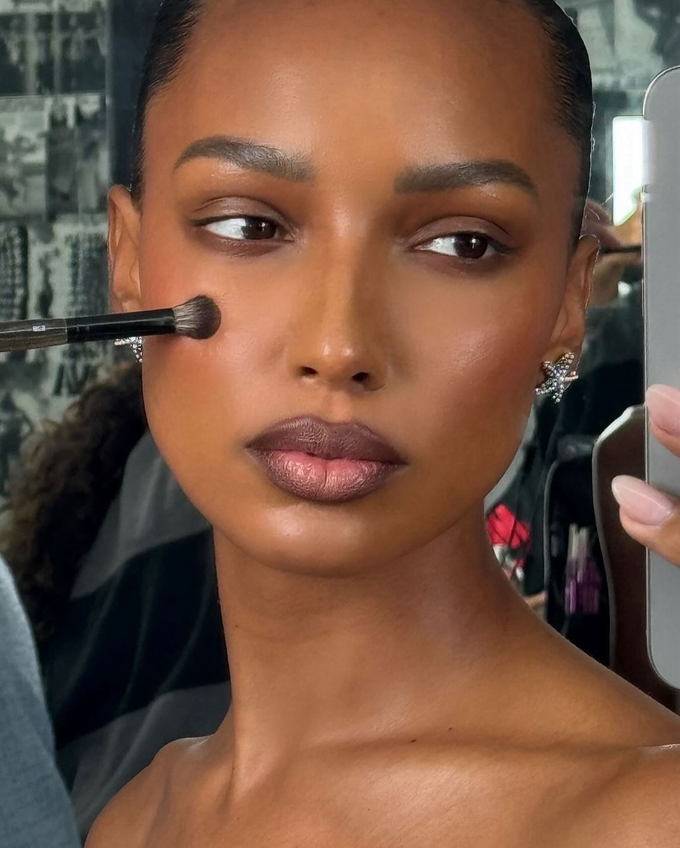 Jasmine Tookes with blurred lips